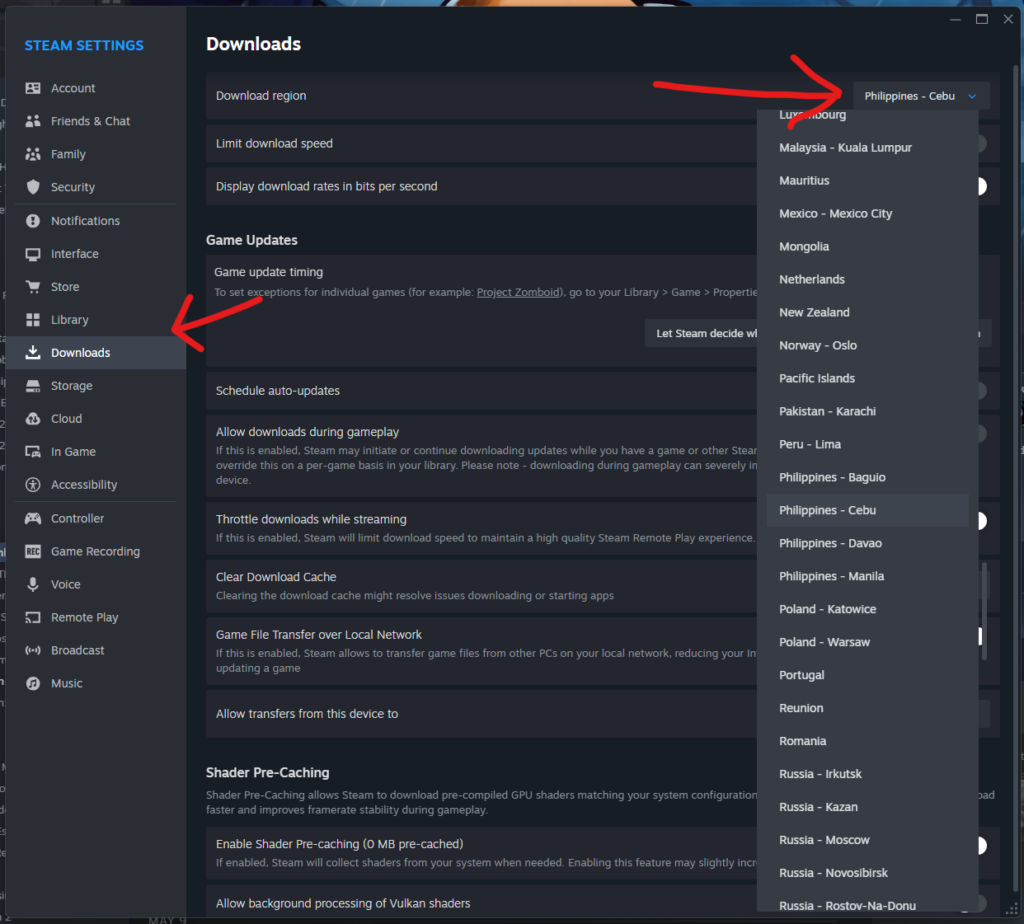 Change Your Steam Download Region